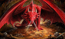 Load image into Gallery viewer, Red Dragon Birthday Card for DnD -- Vertical Designed To Fold -- PDF Deliverable for Custom Edits -- Parchment Style