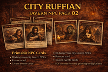 Load image into Gallery viewer, City Ruffian Tavern -- NPC Pack 02 -- 10 NPC Printable Cards for DnD 5e and Fantasy RPGs